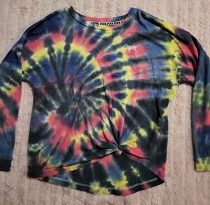 PINK Victoria's Secret Tie-Dye Long Sleeve Top - Blue, Yellow, Pink